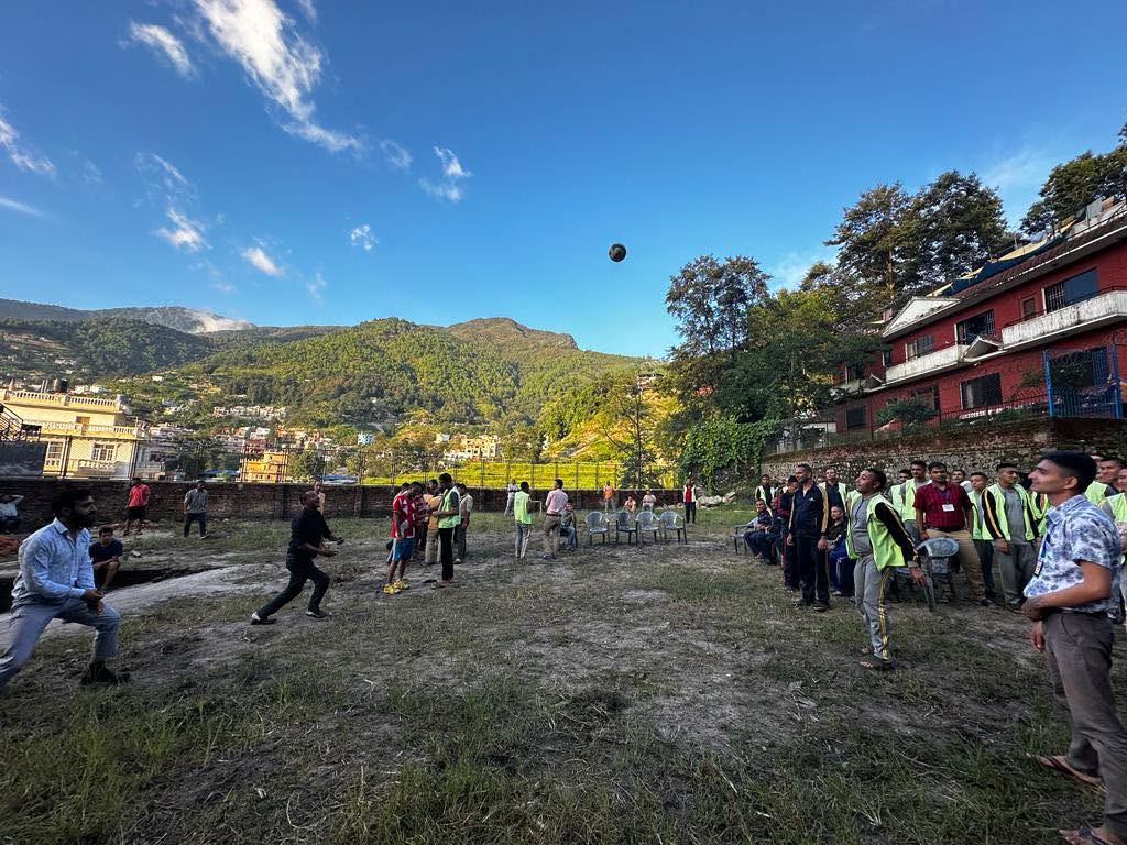 Residents playing sports in the center yard